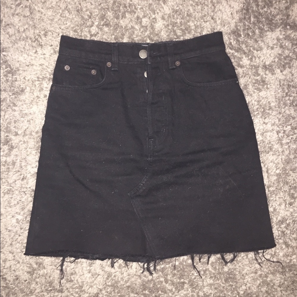 &other stories black high wasted denim skirt